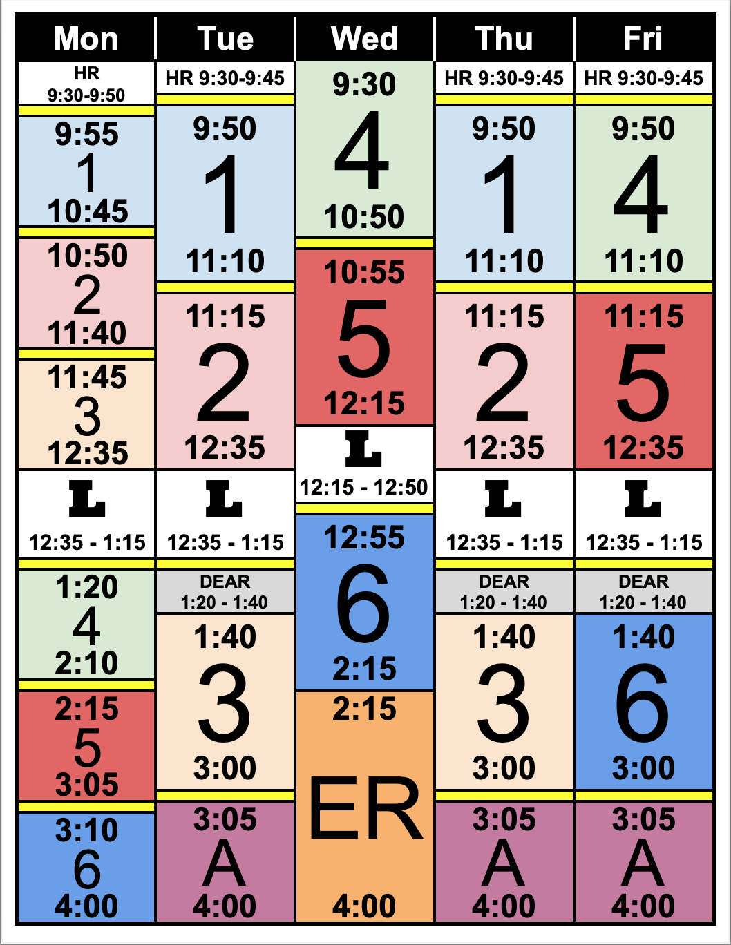 Presidio Bell Schedule | SFUSD